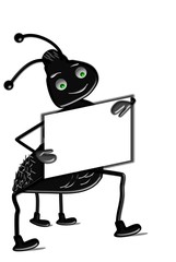 Ameise mit Schild Freisteller