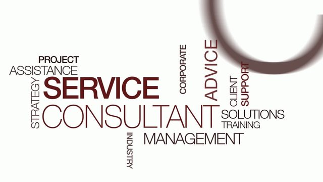 Service consultant management training tag clouds animation