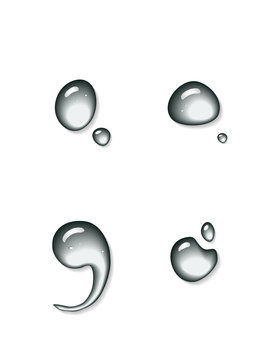 Vector water semicolon and colon sign - water font