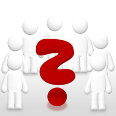 questionmark in middle of human group