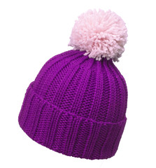 violet woolen hat