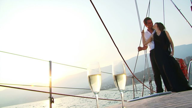 Romantic sunset from the yacht