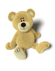 Nhi Bear sits on the Floor