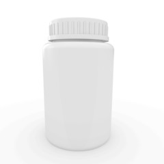 3d white plastic medical container for pills or capsules