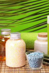 Salt, bath, candle and relax