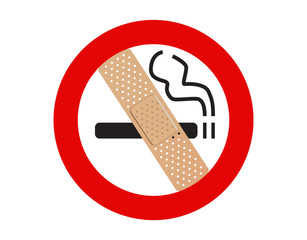 No smoking sign with adhesive plaster