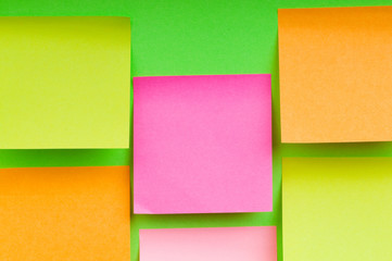 Reminder notes on the bright colorful paper