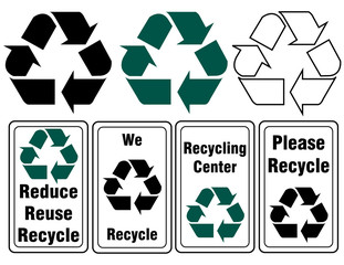 Set of Recycling Images and Signs