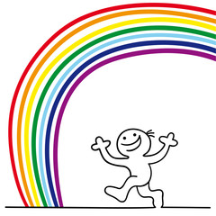 figur unter regenbogen