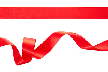 Red satin ribbon with clipping path