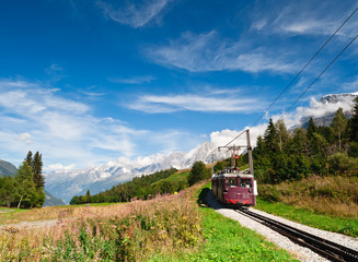 Mountain tram in Alps. France, Chamonix valley. - 28087241