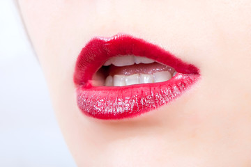 Woman open mouth and lips