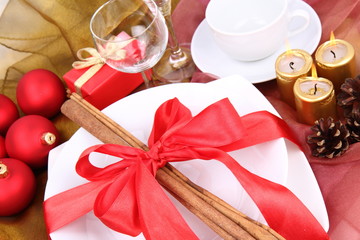 Christmas tableware with christmas decoration