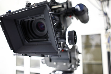 Digital movie camera on a set