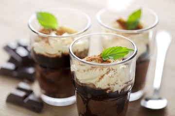 chocolate and vanilla mousse