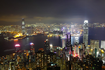Fototapeta na wymiar Hong Kong miasta w nocy