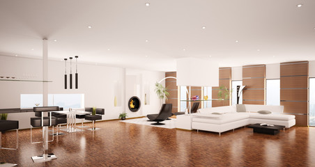 Modern Apartment Interior Panorama 3d render