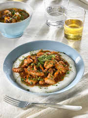 polenta blanche et poulpes - polenta with baby octopus