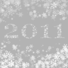 New Year 2011 greeting card with snowflakes