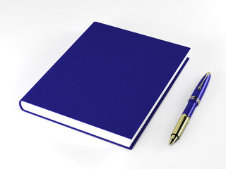 Notebook and pen in the white background
