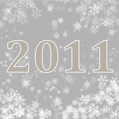 New Year 2011 greeting card with snowflakes and stars