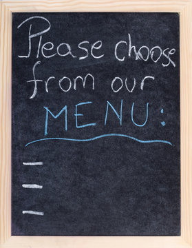 menu on blackboard