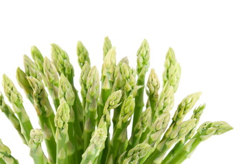 Sheaf of asparagus on a white background.