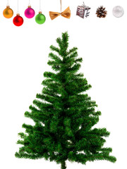 blank christmas tree and decoration objects