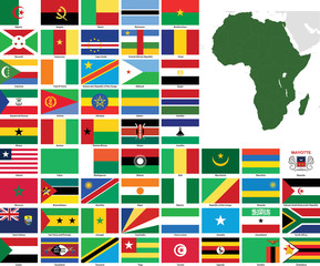 Africa Vector Flags and Maps