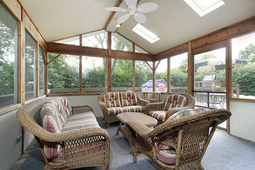 Porch with wicker furniture