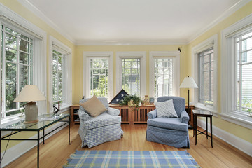 Sun room in suburban home