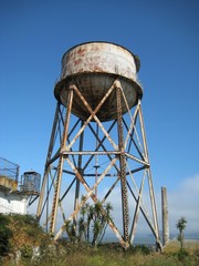 Water tower on Alcatraz Island in the San Francisco Bay