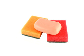 Color sponges and soap