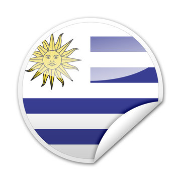 Pegatina bandera Uruguay con reborde