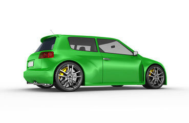 Plakat Green sports car - 3D render