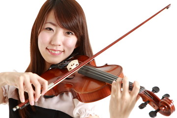 young woman plays Violin