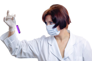 Laboratorian with flask