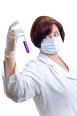 Laboratorian with flask