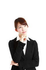 buisiness woman thinks about something