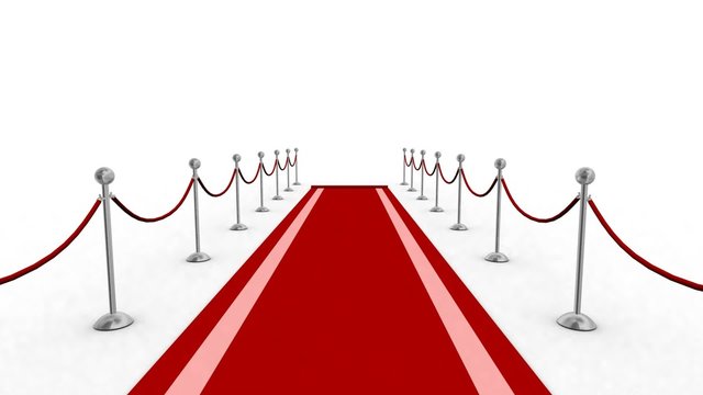 3d animation of a rolling red carpet