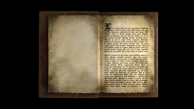 Magic old book with turning pages