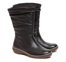 Female black boots isolated on the white background