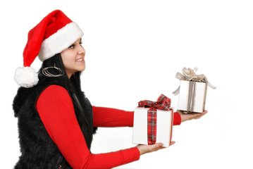Girl holding two gift box