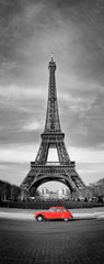 Eiffeltoren en rode auto - Parijs