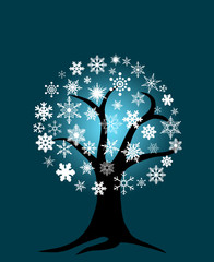 Winter Tree with Snowflakes