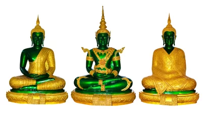 Papier Peint photo Bouddha Three emeral buddha statues for three seasons