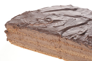 half of homemade chocolate cake