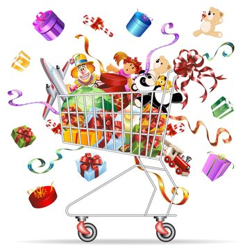 Carrello Spesa Giocattoli-Toys Shopping Cart-Vector