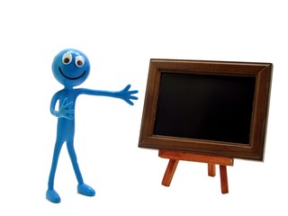 Ben d'Man with a horizontal blank blackboard & copy space