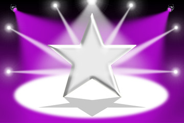 Obraz premium Silver star with light beams - Mauve background
